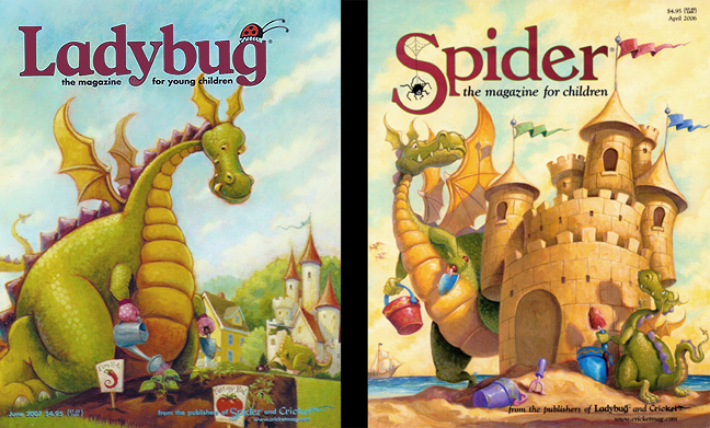 Cover illustrations for Ladybug and Spider magazines